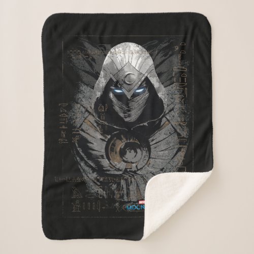 Moon Knight Dark Hieroglyphic Character Slab Sherpa Blanket