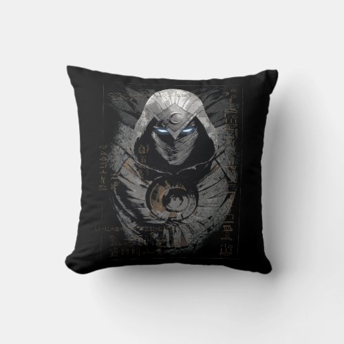 Moon Knight Dark Hieroglyphic Character Slab Throw Pillow
