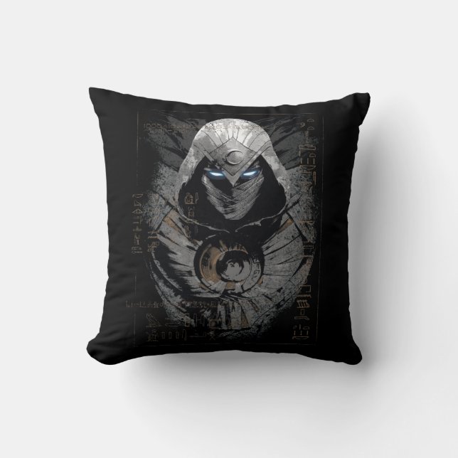 Moon Knight Dark Hieroglyphic Character Slab Throw Pillow (Front)