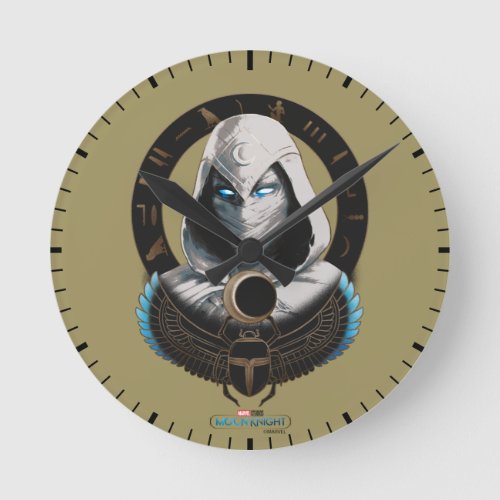 Moon Knight Egyptian Scarab Graphic Round Clock