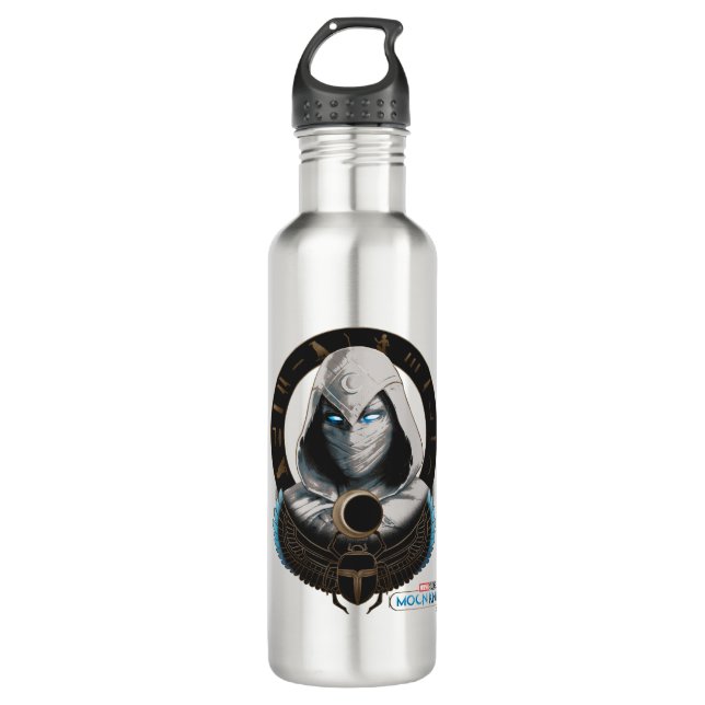 Moon Knight Egyptian Scarab Graphic Stainless Steel Water Bottle (Front)