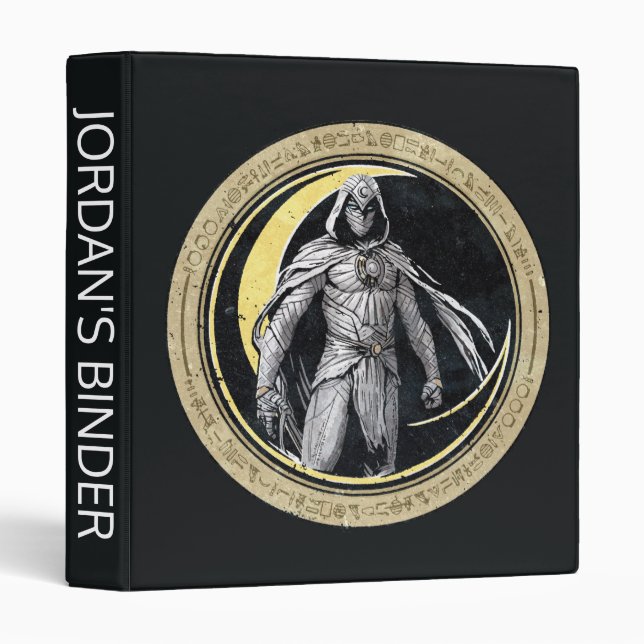Moon Knight Gold Crescent Moon Character Graphic 3 Ring Binder (Front/Spine)