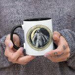 Moon Knight Gold Crescent Moon Character Graphic Mug<br><div class="desc">Moon Knight | Check out this character graphic of Moon Knight within a golden crescent moon crest.</div>