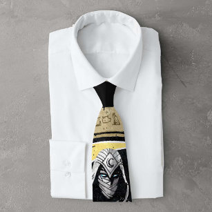 Moon Knight Gold Crescent Moon Character Graphic Neck Tie