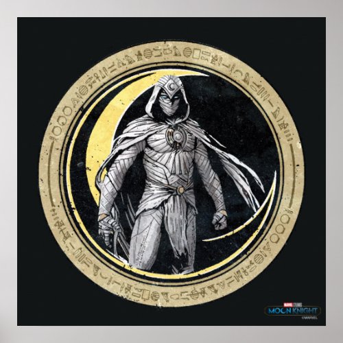 Moon Knight Gold Crescent Moon Character Graphic Poster