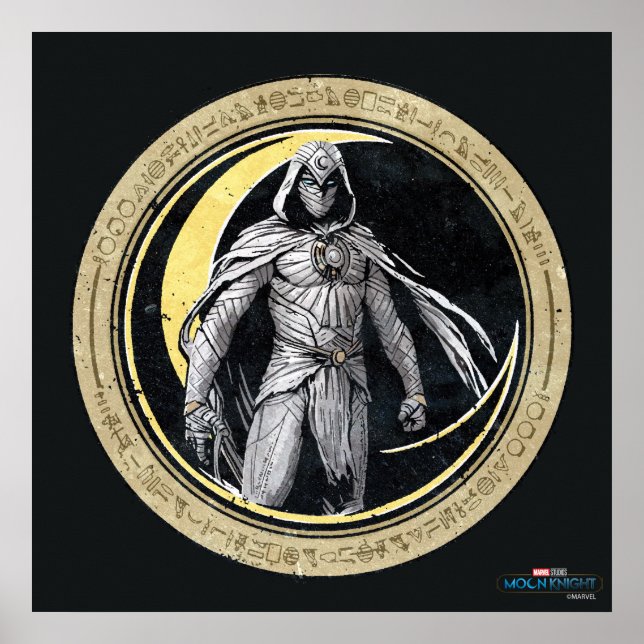 Moon Knight Gold Crescent Moon Character Graphic Poster (Front)