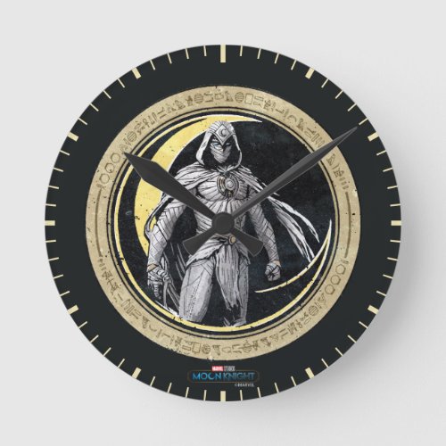 Moon Knight Gold Crescent Moon Character Graphic Round Clock