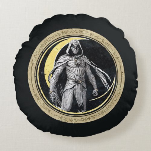 Moon Knight Gold Crescent Moon Character Graphic Round Pillow