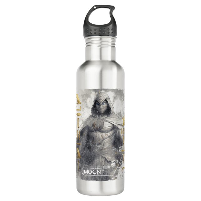 Moon Knight Hieroglyphic Graphic Stainless Steel Water Bottle (Front)