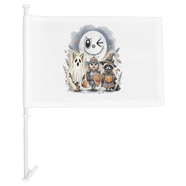 Moon Knight Raccoon Halloween Car Flag (Front)