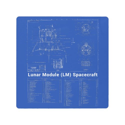 Moon Lander Lunar Module LM Blueprint Metal Print