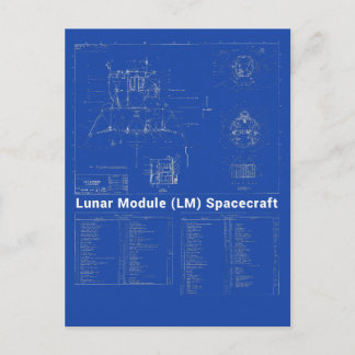 Moon Lander Lunar Module (LM) Blueprint Postcard