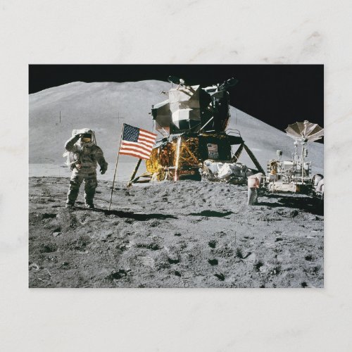 moon landing apollo 15 lunar module nasa 1971 postcard