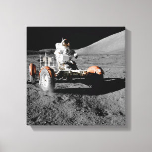 moon landing astronaut buggy space canvas print