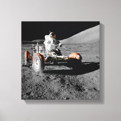 moon landing astronaut buggy space canvas print