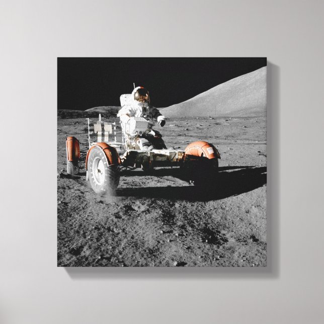 moon landing astronaut buggy space canvas print (Front)