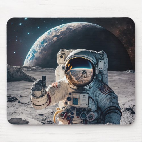 Moon landing astronaut mouse pad