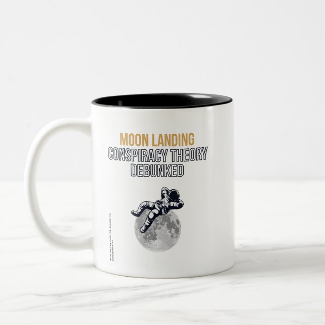 Moon Landing Conspiracy Theory  Two-Tone Coffee Mug (Left)