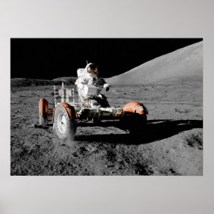 moon landing vehicle astronaut space poster