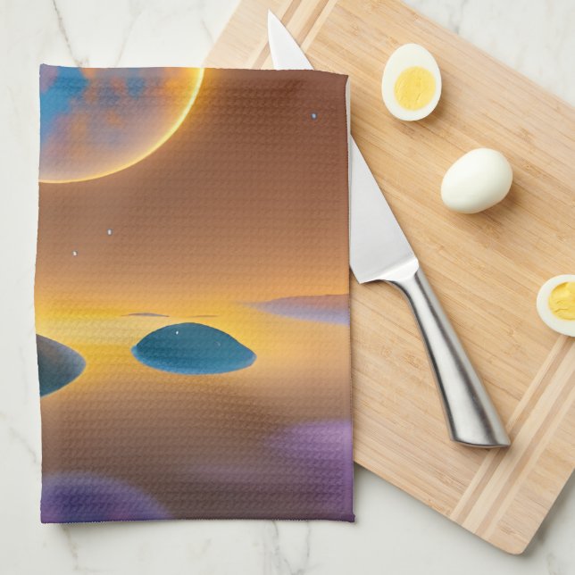 Moon landscape art   kitchen towel (Quarter Fold)