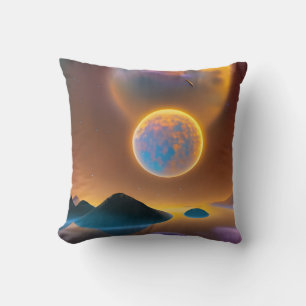 Moon landscape art throw pillow