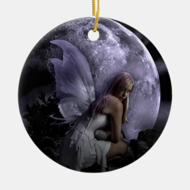 Moon Light Fairy Ceramic Ornament (Front)