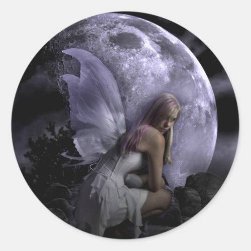 Moon Light Fairy Classic Round Sticker
