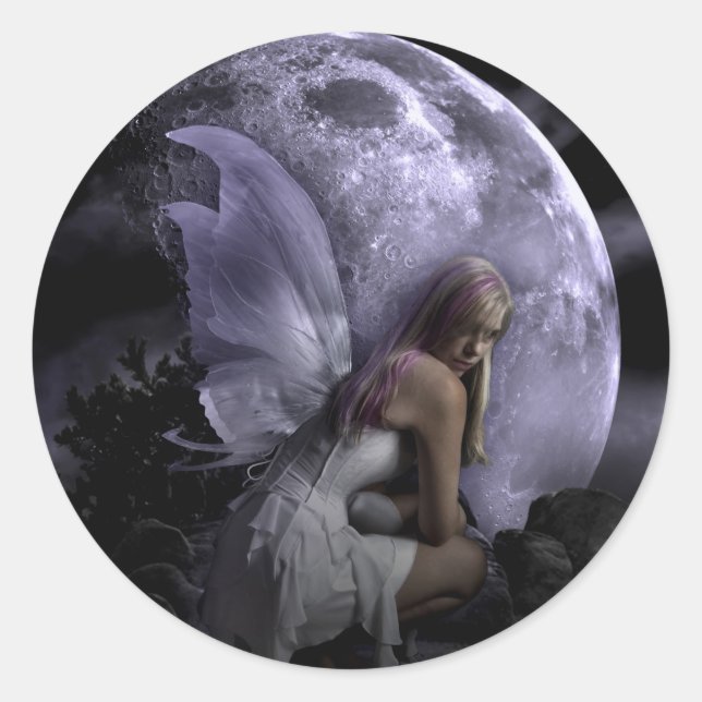 Moon Light Fairy Classic Round Sticker (Front)