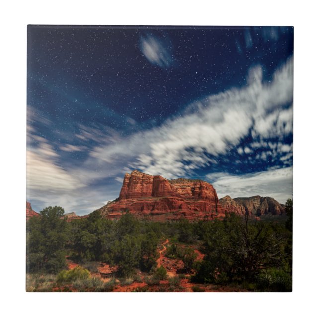 Moon Light over Sedona, Arizona Ceramic Tile (Front)