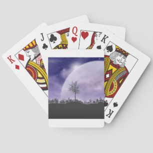 Moon Light Stars Sky Trees Whimsical Personalize Poker Cards