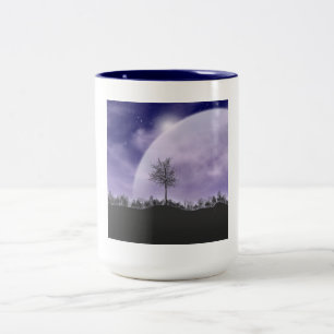 Moon Light Stars Sky Trees Whimsical Personalize Two-Tone Coffee Mug
