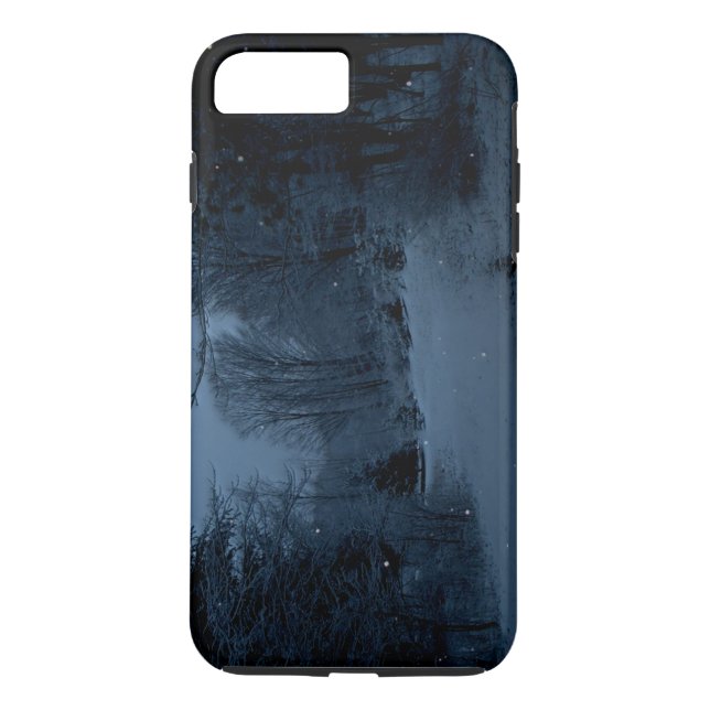 Moon Lite Snowy Road in the Woods - Scary Night Case-Mate iPhone Case (Back)