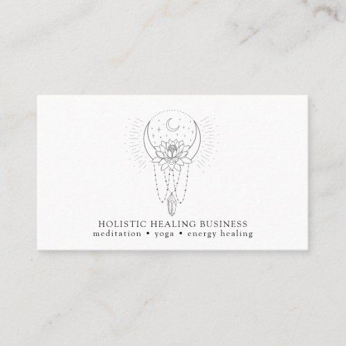Moon Lotus Flower Crystal Energy Healing  Business Card