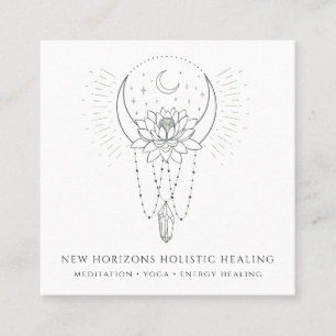 Moon Lotus Flower Crystal Energy Healing Business Square Business Card