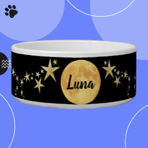 Moon Luna Gold Stars Personalized Bowl