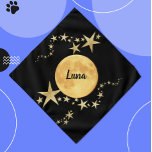 Moon Luna Gold Stars Personalized Pet Bandana<br><div class="desc">Black & Gold Moon Luna and Stars Personalized Pet Neckwear Bandana features a full moon/luna with gold stars on a black background which mimics the night sky. Personalize with your pet's name. This pet bandana works for a a dog, cat, rabbit, or other pet. You can personalize it by changing...</div>