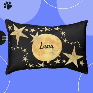 Moon Luna Gold Stars Personalized Pet Bed