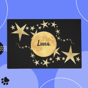 Moon Luna Gold Stars Personalized  Pet Placemat