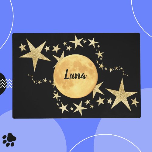 Moon Luna Gold Stars Personalized  Pet Placemat