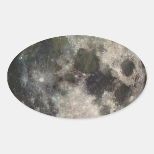 Moon Lunar Surface Photograph Galileo Oval Sticker