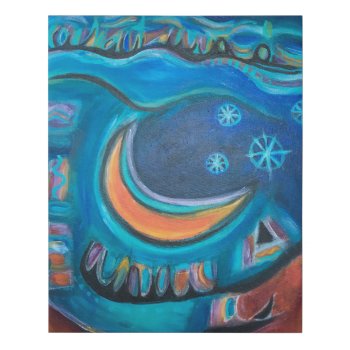 Moon Magic Abstract Painting Folk Art Faux Canvas Print by arteeclectica at Zazzle
