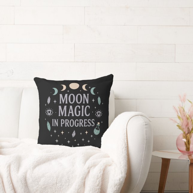Moon Magic in Progress - Celestial Vibes  Throw Pillow (Couch)