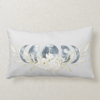 Moon Magic Moon Phase & Floral Pattern Lumbar Pillow