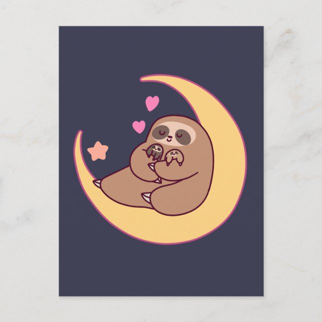 Moon Mama Sloth and Babies Postcard (Front)