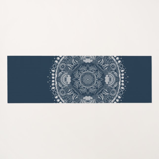 Tapis De Bienvenue Namaste, Motif Mandala Bleu Grunge Or, 60 X 40 Cm, Artylicious, Neuf