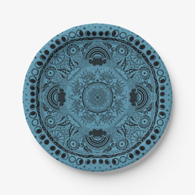 Moon Mandala MoonChild Yoga Paper Plates (Front)