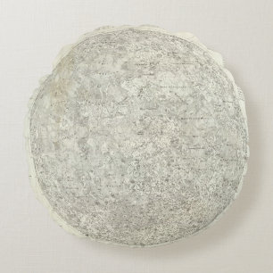 Moon Map Round Pillow