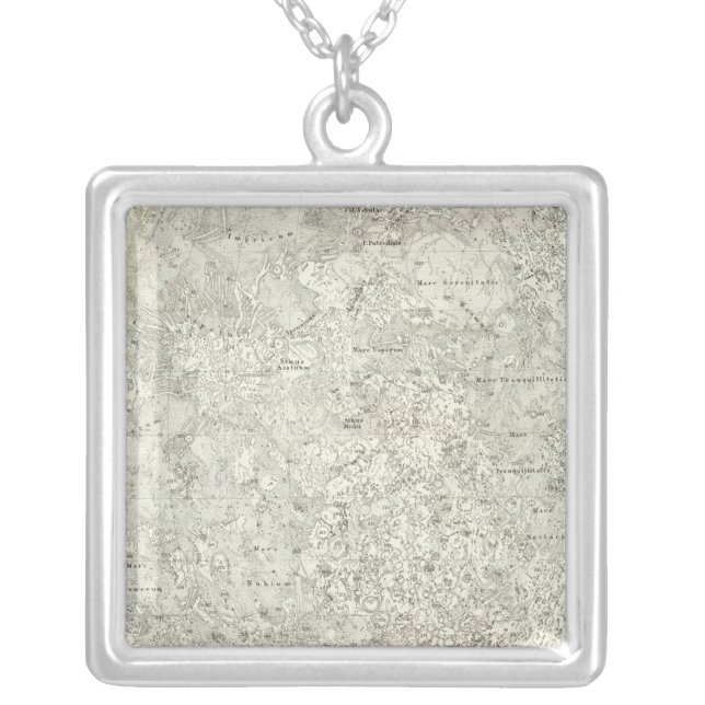 Moon Map Silver Plated Necklace (Front)