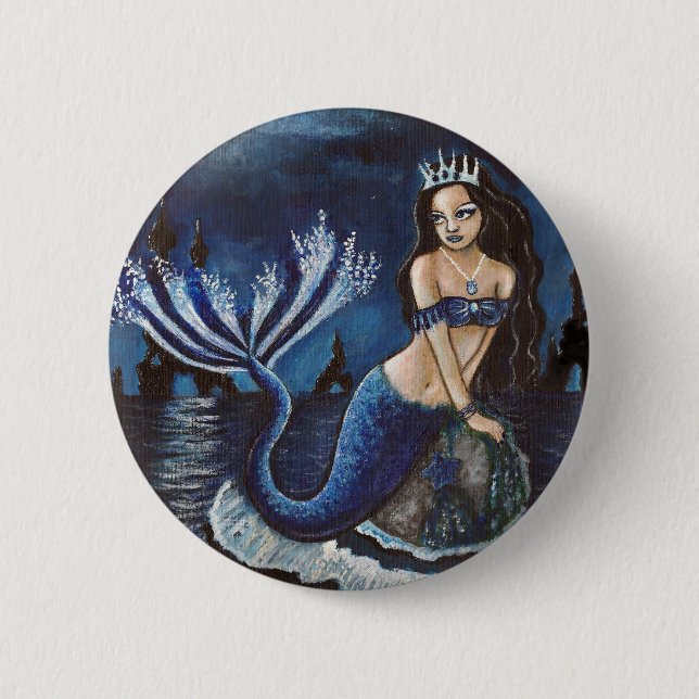Moon mermaid pinback button (Front)
