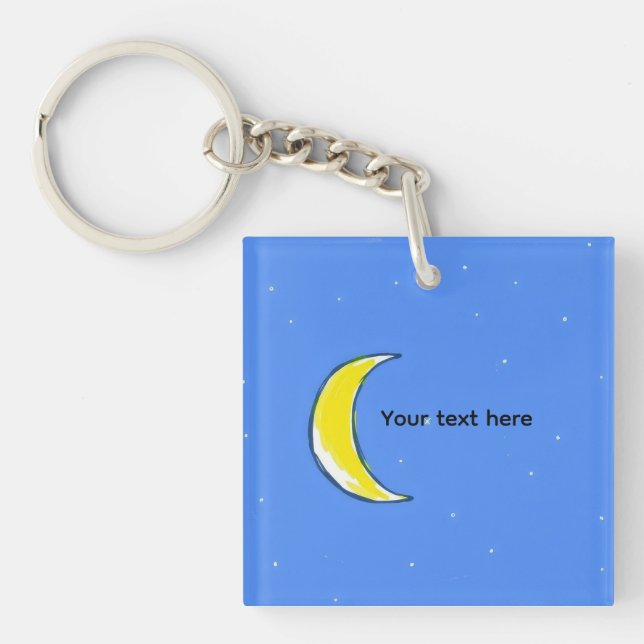 Moon – Minimal Lunar Custom Text Design Keychain (Front)